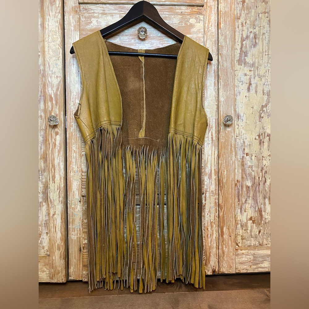 Vintage Boho Leather Fringe Vest